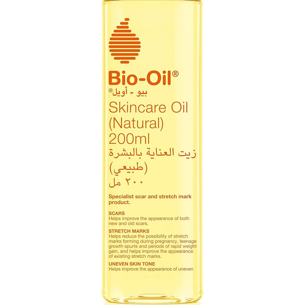 Bio-Oil 100% Natural Skincare Oil with organic jojoba oil |Specialist for Scar and Stretch marks,Uneven Skin tone, Ageing & Dehydrated Skin|Dermatologically tested|Formulated for all Skin types|200ml