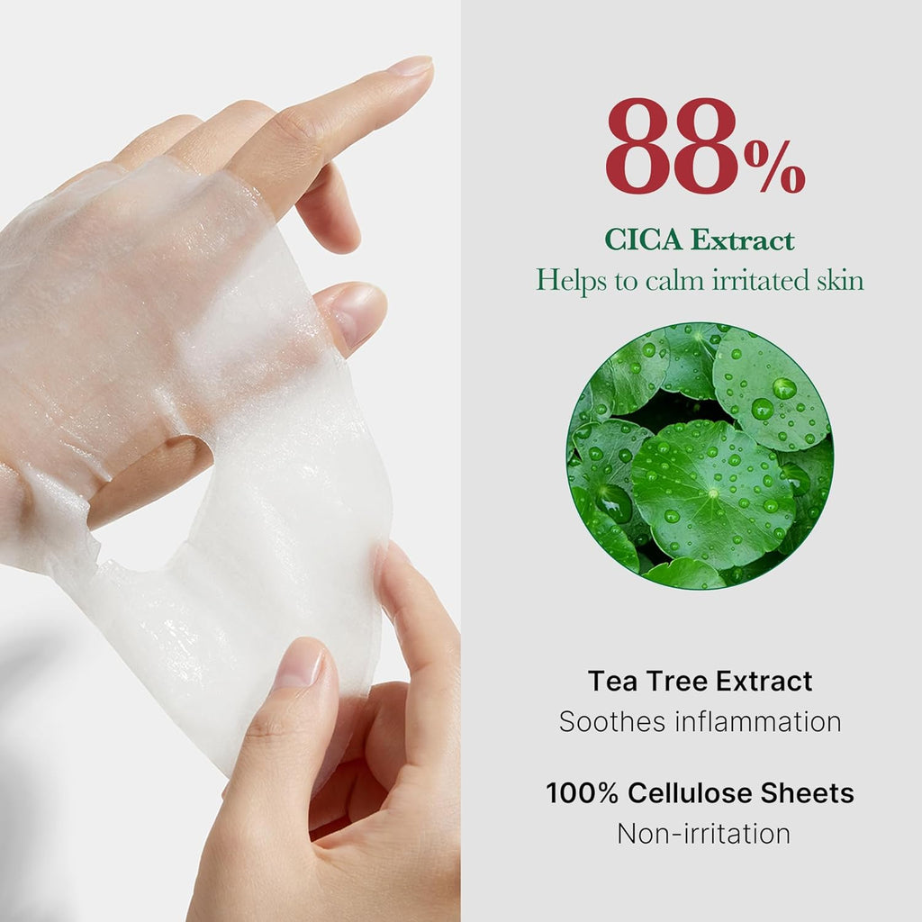 medicube Super Cica Daily Quick Facial Masks (30 Sheets) - 60-Second Soothing & Hydrating Facial Mask with 88% Cica, Instant Cooling & Moisturization - 100% Vegan Certified, Korean Skincare