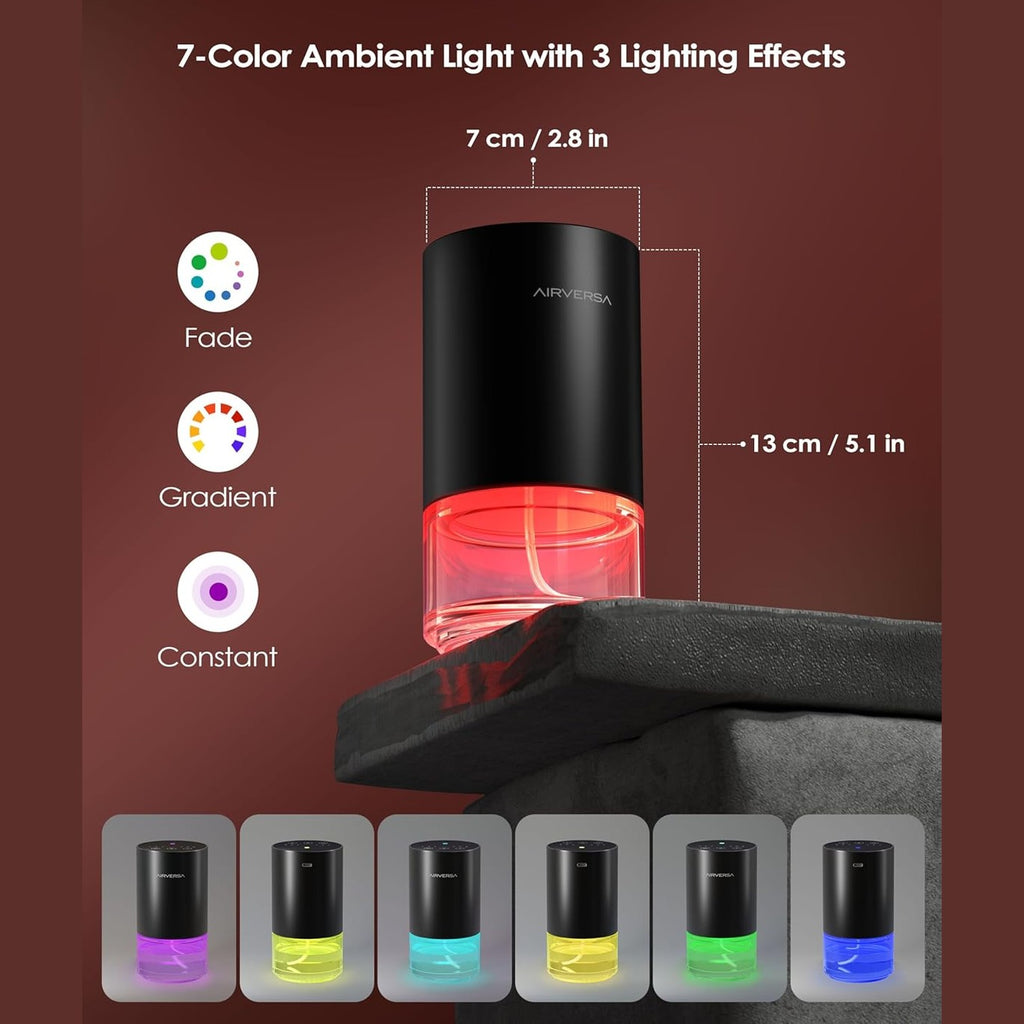 Airversa Essential Oil Diffuser Waterless Aromatherapy Diffusers for Home Large Room, Bedroom, Car, Office, Desk, Battery Operated, Small Diffuser for Pure Scent, 100ml Capacity, AN9 (Ice Blue)