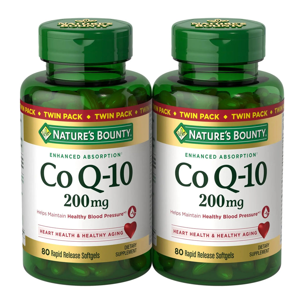 Nature's Bounty Co Q-10 200mg twin pack 80 count softgels side by side