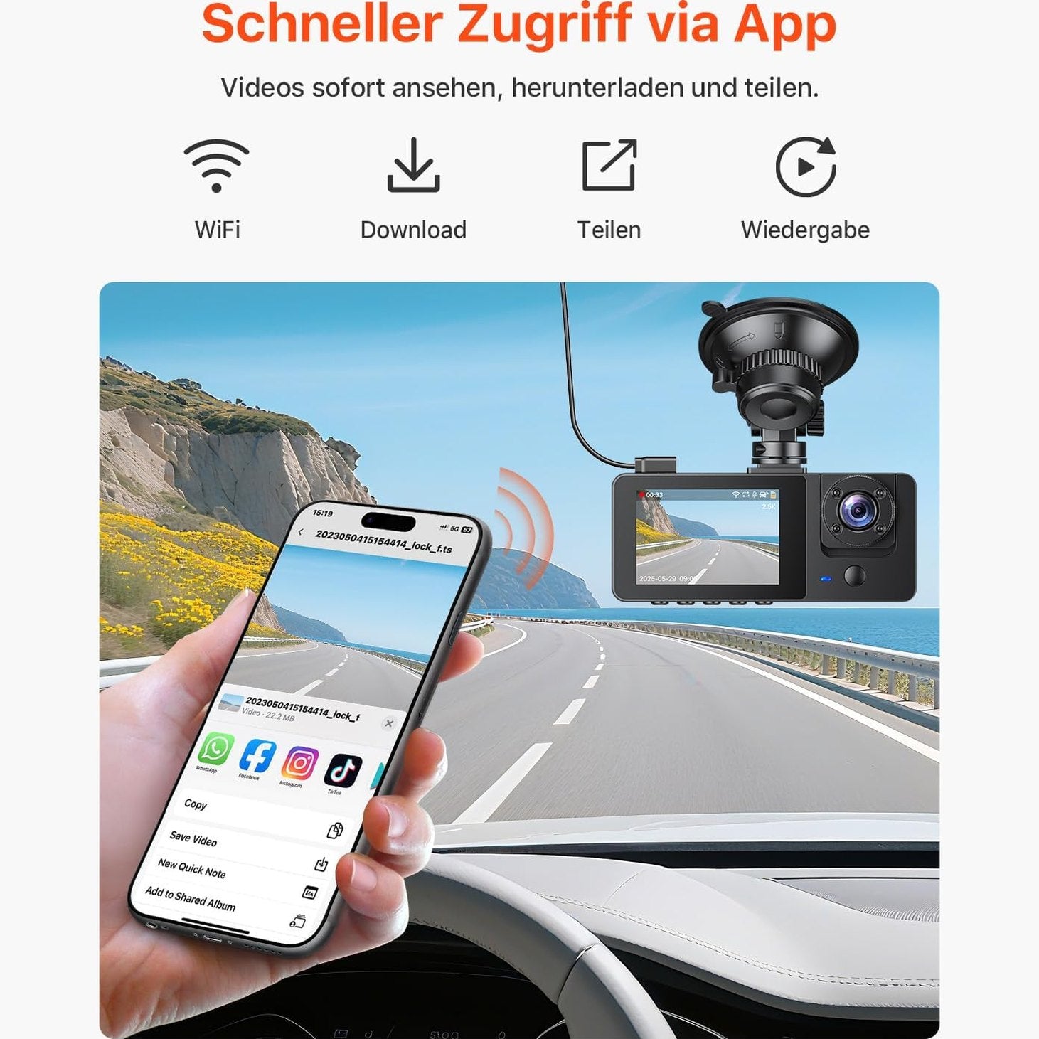 Bestsee 1080P Dash Cam Car Front Rear and Indoor with 64GB SD Card, Car Camera with Parking Surveillance, Motion Detection, Infrared Night Vision, G-Sensor, Loop Recording, WDR, Viewing Angle