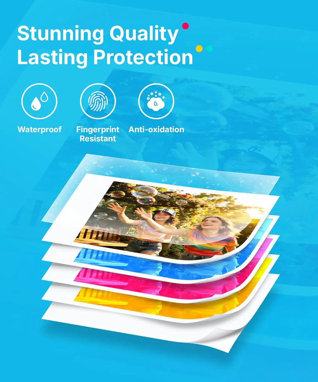 Liene Pearl N200 Pro Portable Photo Printer, Instant Mini Picture Printer for iPhone Smartphone, Thermal Dye Sublimation, Bluetooth Sticker Printer 50 Sheets 2x3 Adhesive Paper & 5 Cartridges, Gold