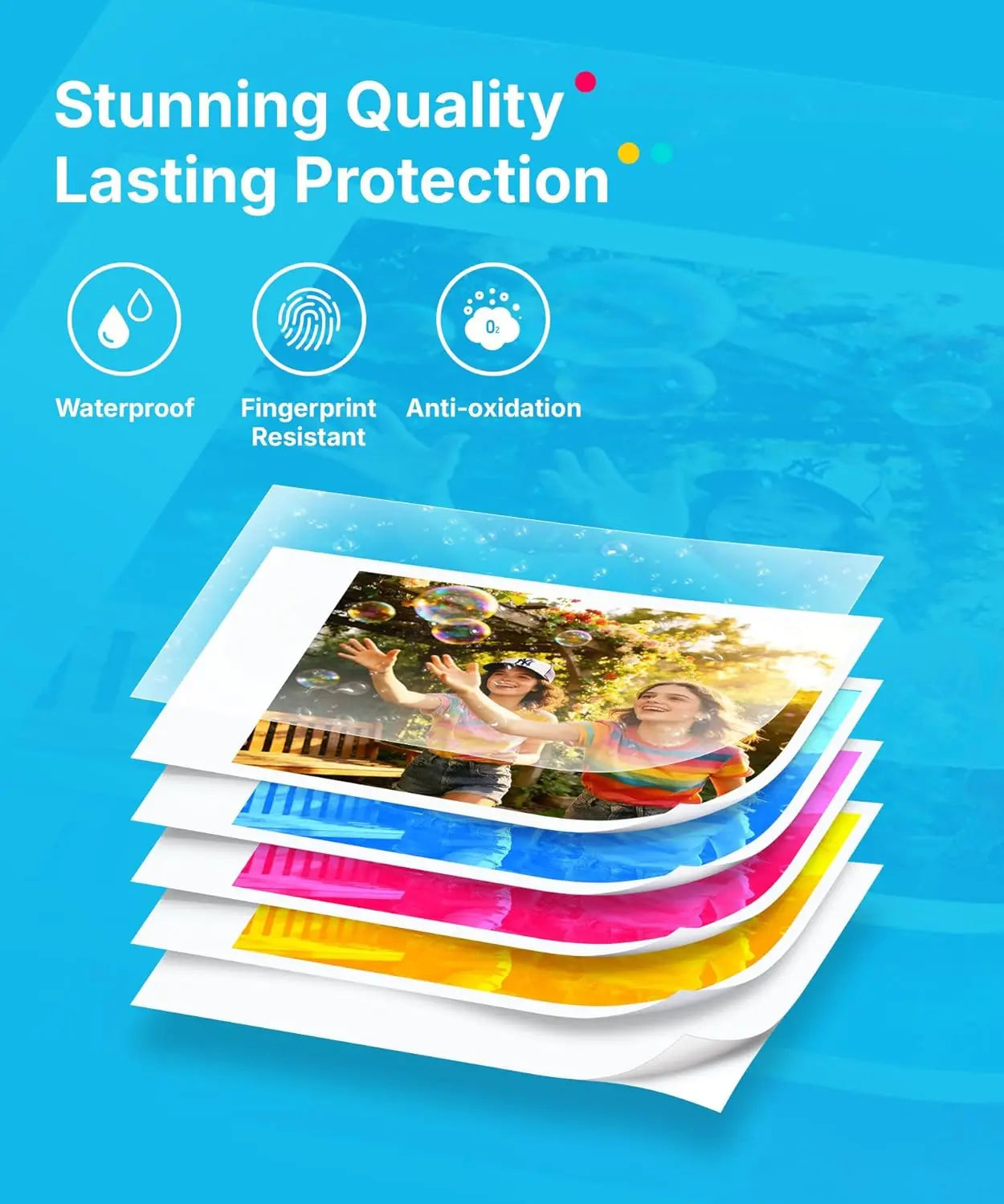Liene Pearl N200 Pro Portable Photo Printer, Instant Mini Picture Printer for iPhone Smartphone, Thermal Dye Sublimation, Bluetooth Sticker Printer 50 Sheets 2x3 Adhesive Paper & 5 Cartridges, Gold