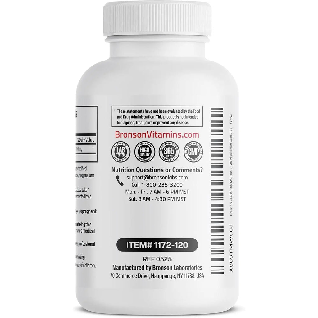 Bronson CoQ10 100 MG High Potency Cellular Energy Production, 120 Vegetarian Capsules