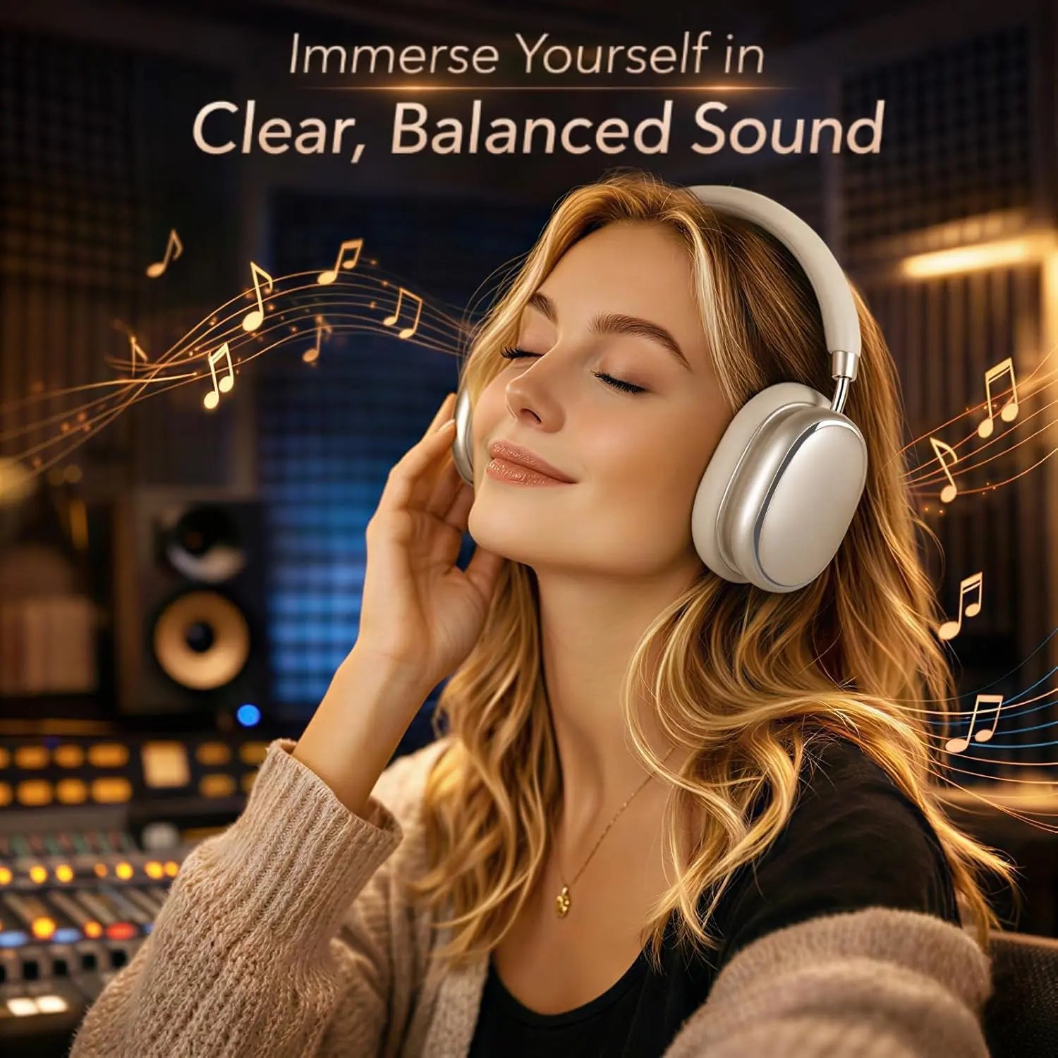 NC95 Hybrid Active Noise Cancelling Headphones with Knob Control, 65H Playtime Over Ear Headphones Wireless Bluetooth 6.0, App Control, Hi-Res Audio, Comfort Fit, Clear Calls for Travel/Workout
