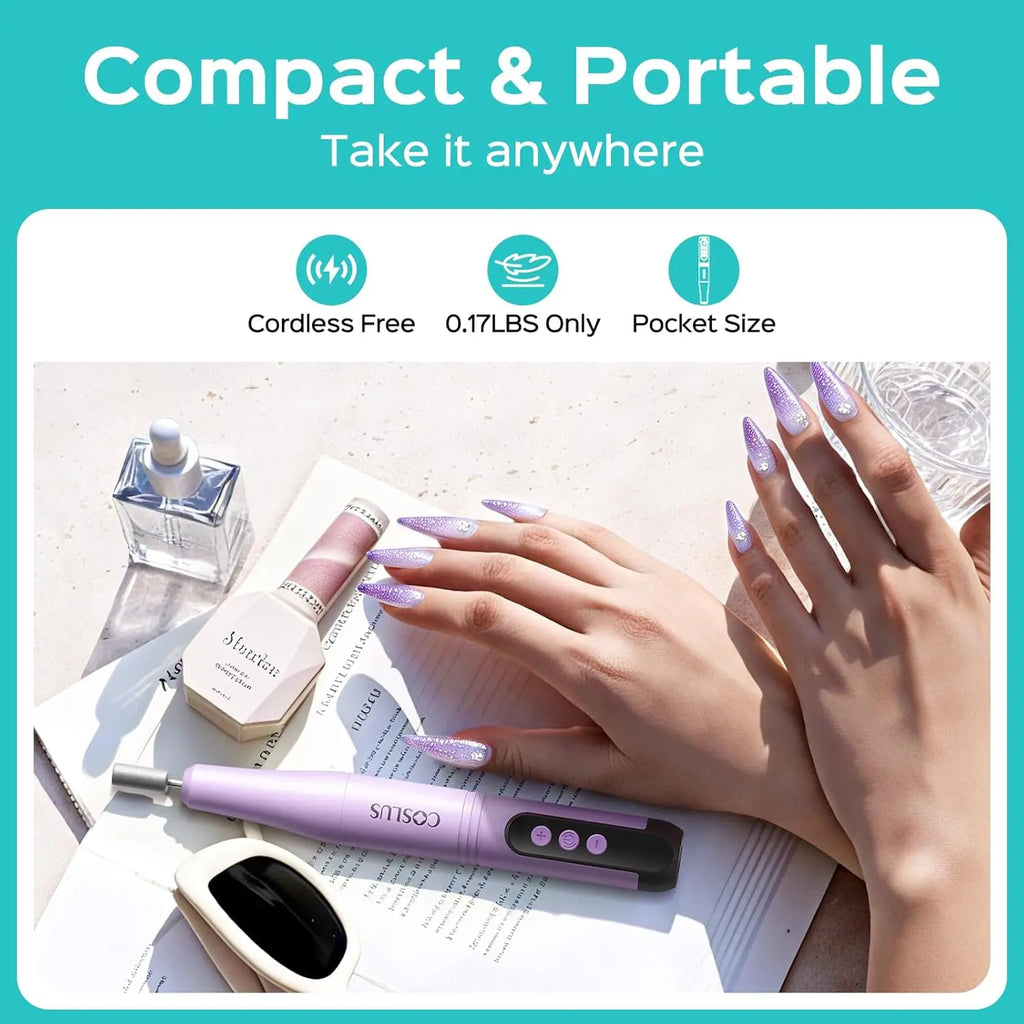 COSLUS Nail Drill, Portable Cordless C50,Purple