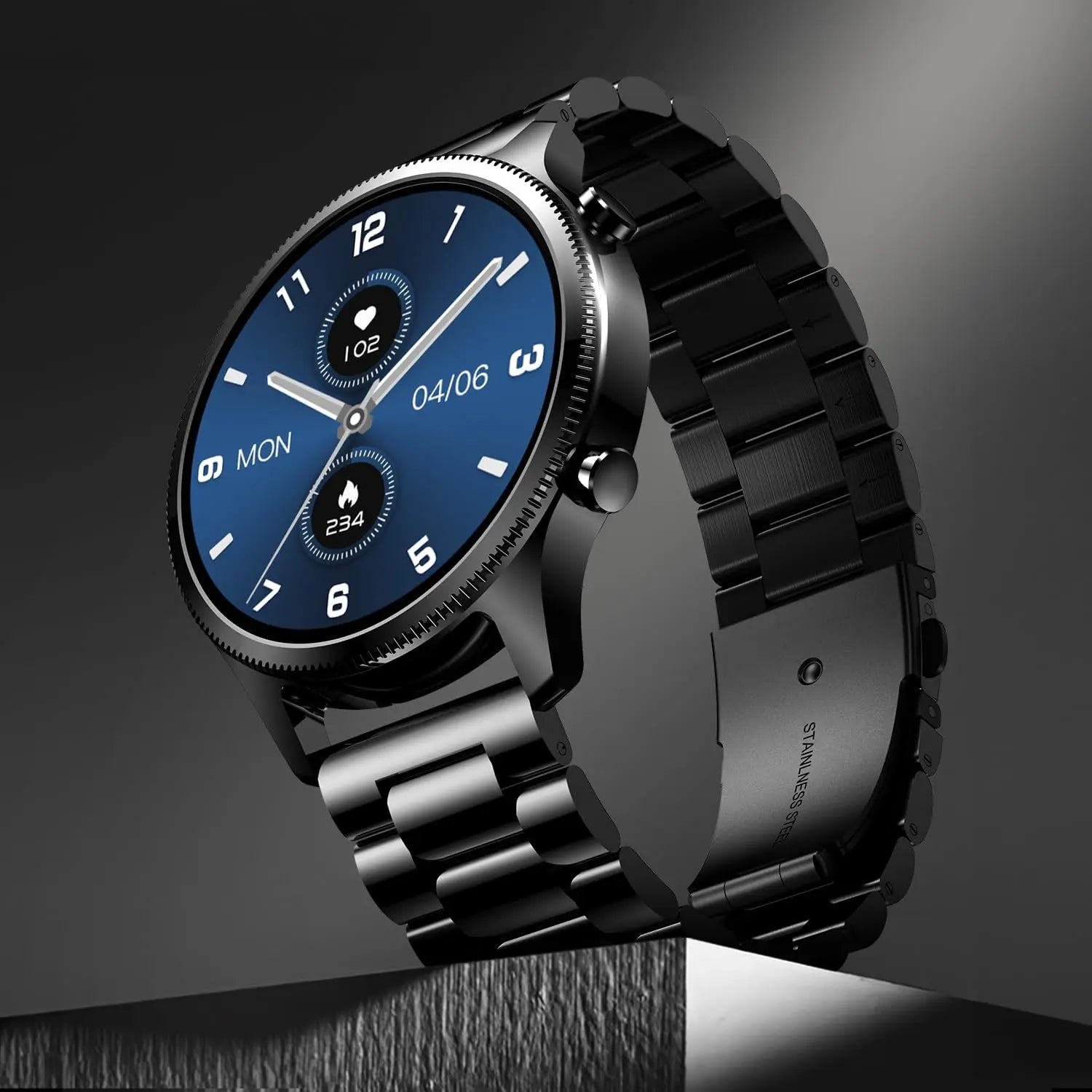 Noise Halo Plus Elite Edition Smartwatch with 1.46 Inch Super AMOLED Display, Stainless Steel Finish Metallic Straps, 4-Stage Sleep Tracker, Upto 7 Days Battery, Effortless Communication