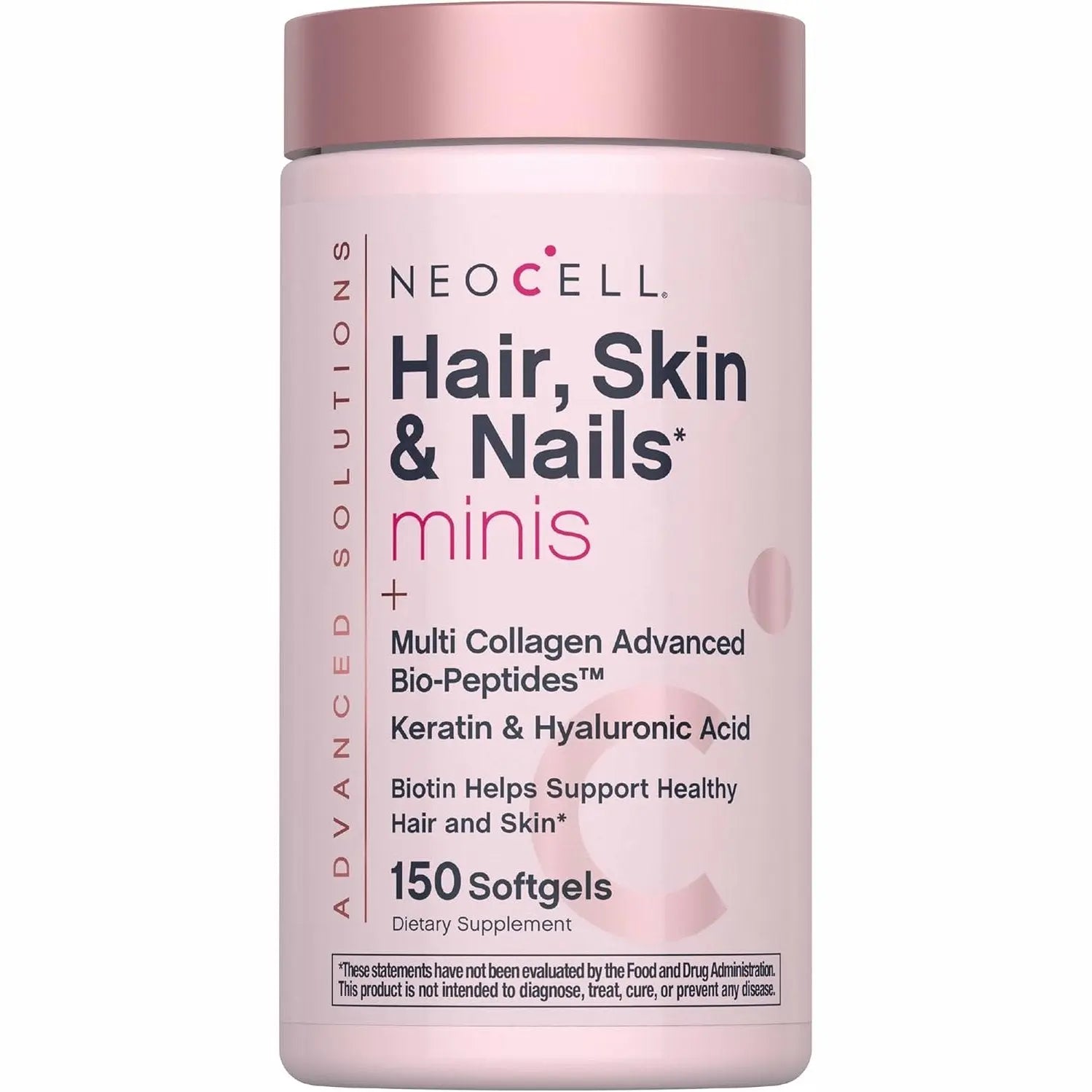 NeoCell Hair Skin and Nails Vitamins with Collagen | 150 Softgels | Advanced Bio-Peptides with Keratin & Hyaluronic Acid | Beauty Complex Supplement