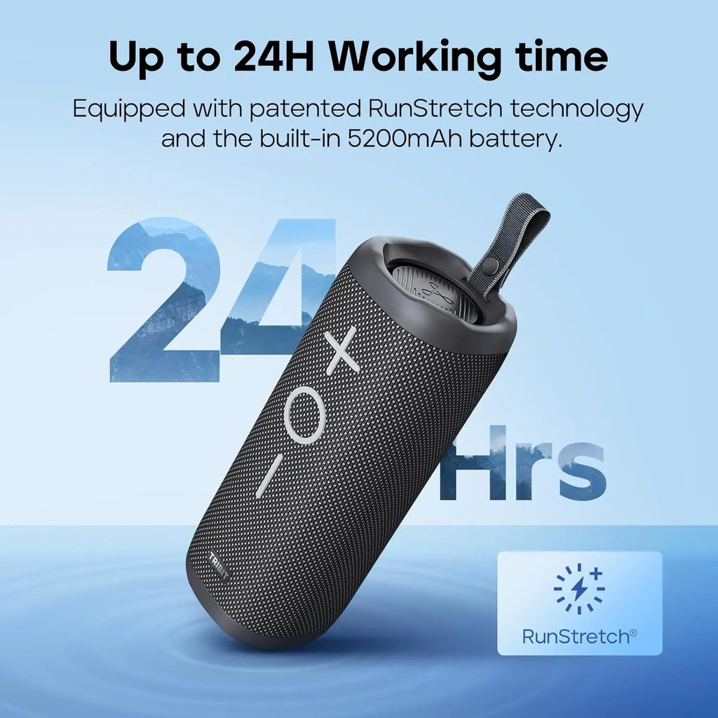 Tribit StormBox portable speaker with 24-hour battery life and fabric carry handle
