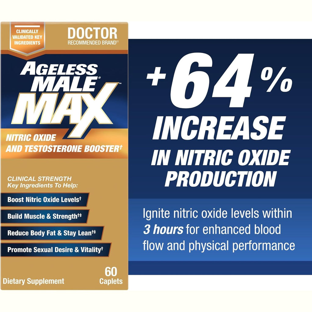 Ageless Male Max Total Testosterone Booster Supplement for Men, 60 Caplets