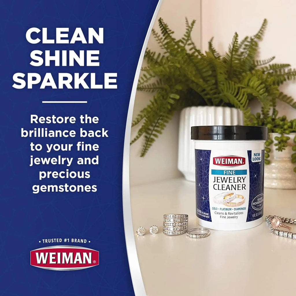 Weiman Jewelry Cleaner Liquid – Restores Shine and Brilliance to Gold, Diamond, Platinum Jewelry and Precious Stones – 7 Ounce