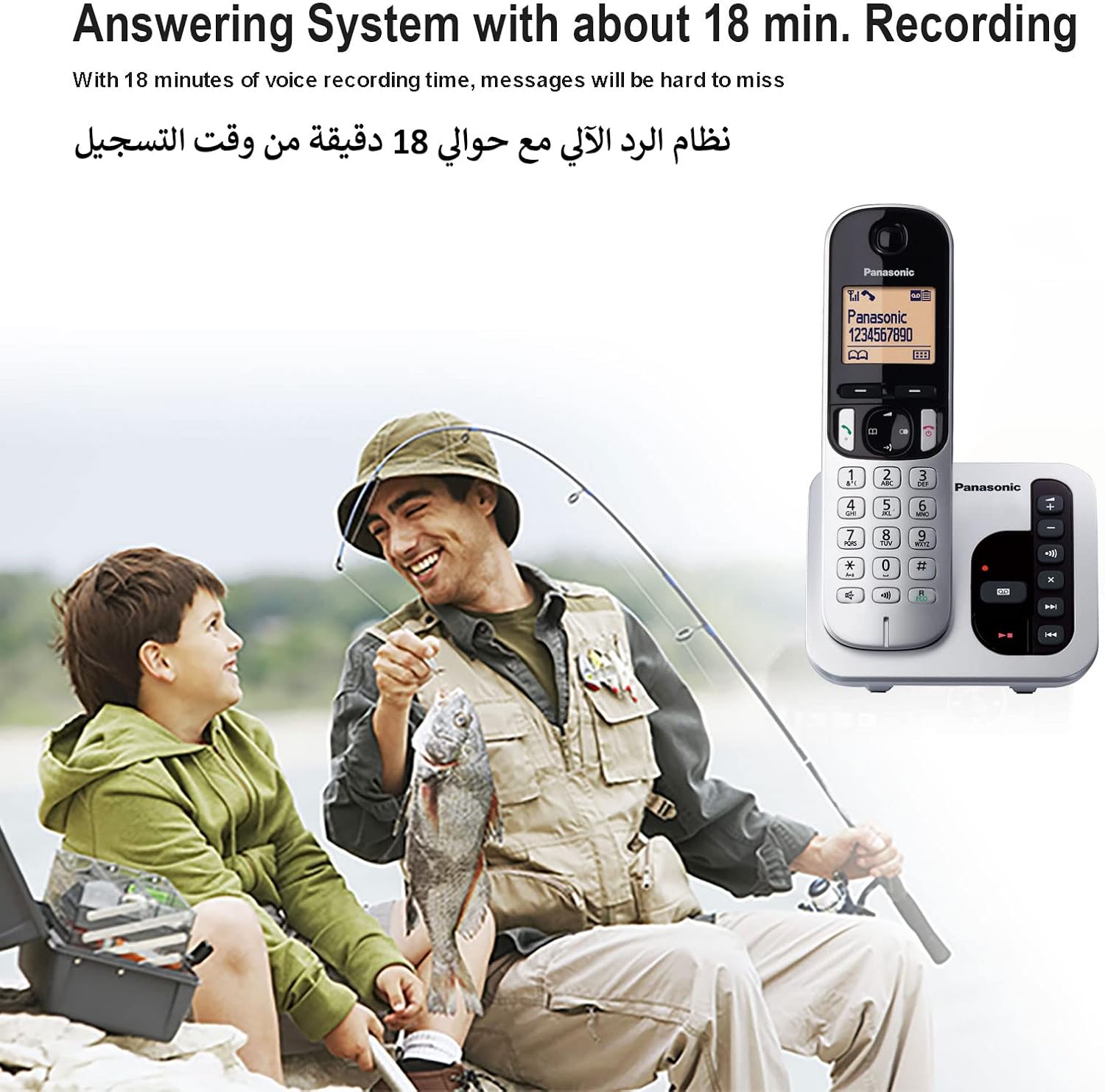 Panasonic DECT Cordless Phone with Digital Answering System, Nuisance Call Block, 1 Handset - KX-TGC220UE1 (Silver)