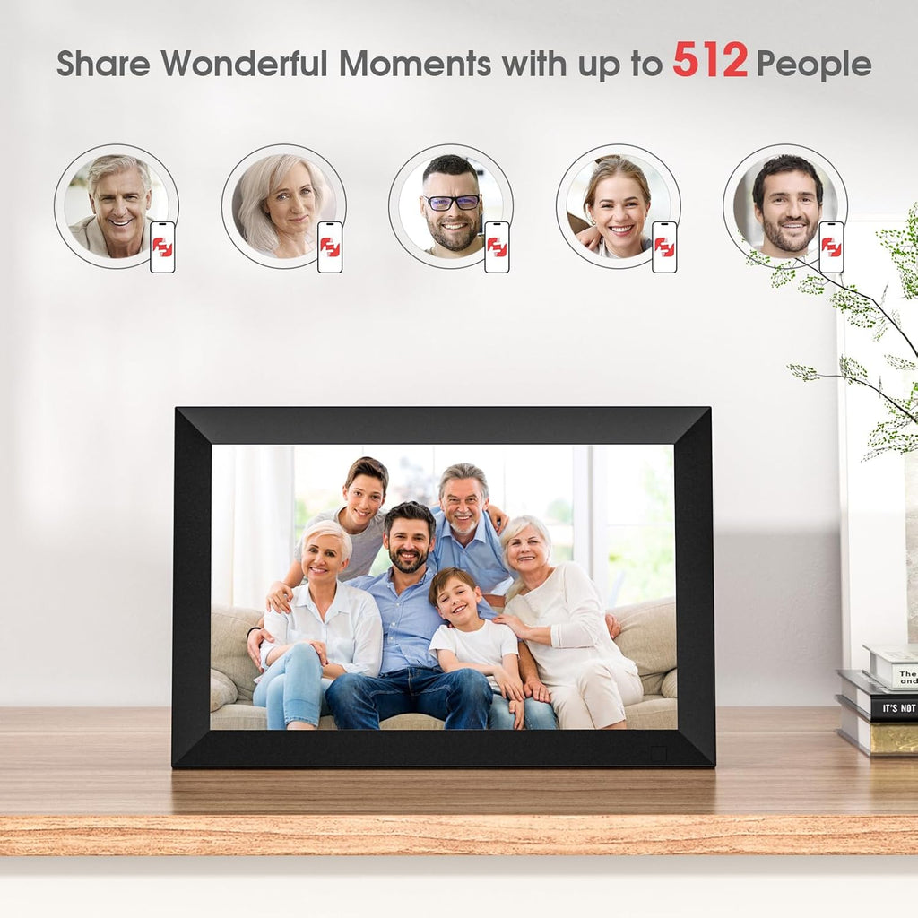 GGUA 10.1 Inch Digital Photo Frame Wifi Built in 32GB Memory, 1280x800 IPS LCD Touchscreen, Auto-Rotate and Audio, Quick and Easy Share Photos or Videos via the Frameo App, the Best Choice for Gifting