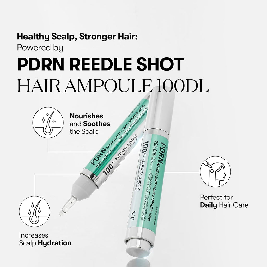 VT COSMETICS PDRN REEDLE SHOT HAIR AMPOULE 100dl, Vegan PDRN, Slow aging, Scalp treatment