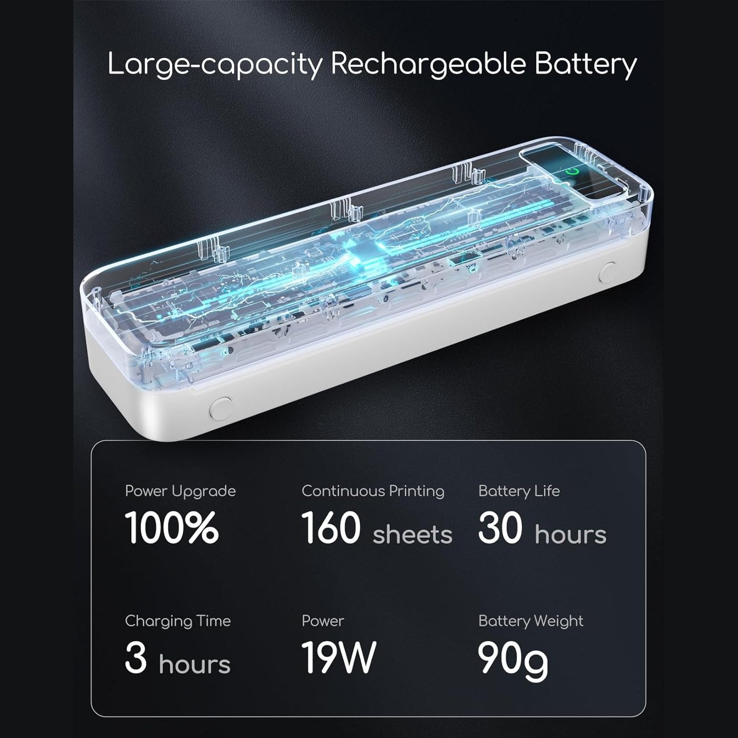 TATTMUSE Portable Printers Wireless for Travel, Inkless Thermal Printer, White