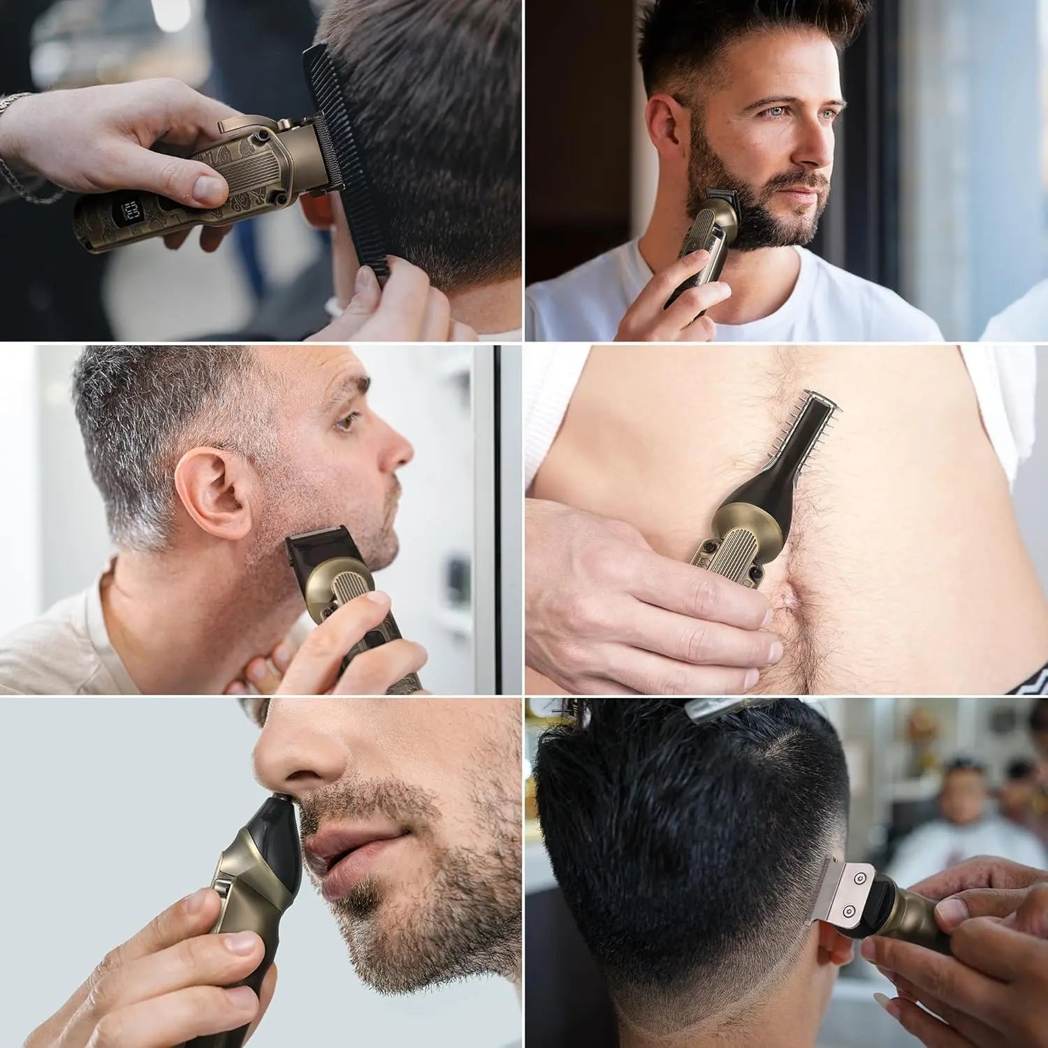 Bronze Scttomon beard trimmer kit used for men's facial hair, sideburns, and body grooming