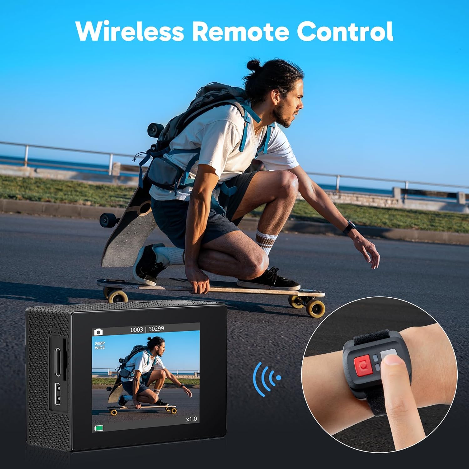 AKASO EK7000 4K30FPS Action Camera - 20MP Ultra HD Underwater Camera 170 Degree Wide Angle 98FT Waterproof Camera with Accessory Kit - Black