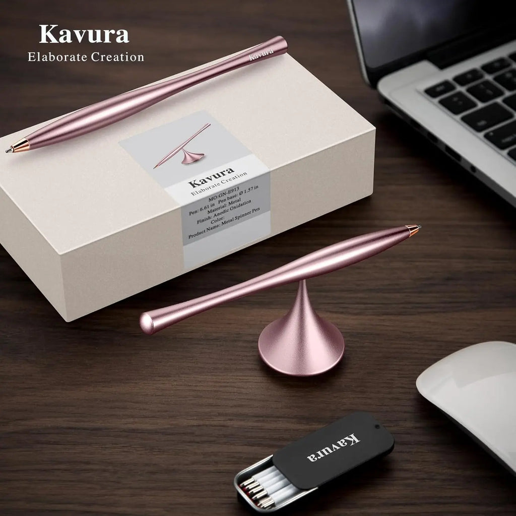 Metal Gravity Spinner Pen – Crafted with Japanese Precision, Anodized for a Sleek Metallic Finish – Relieves Stress & Sparks Creativity – Elegant Gift for Professionals and Graduates (Pink)
