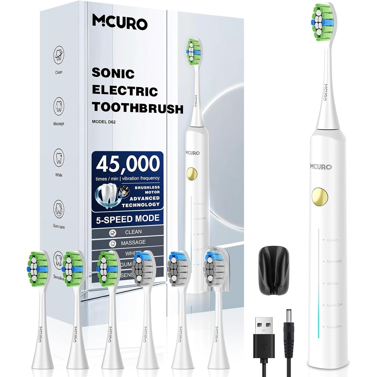 Electric Toothbrush for Adults（White）