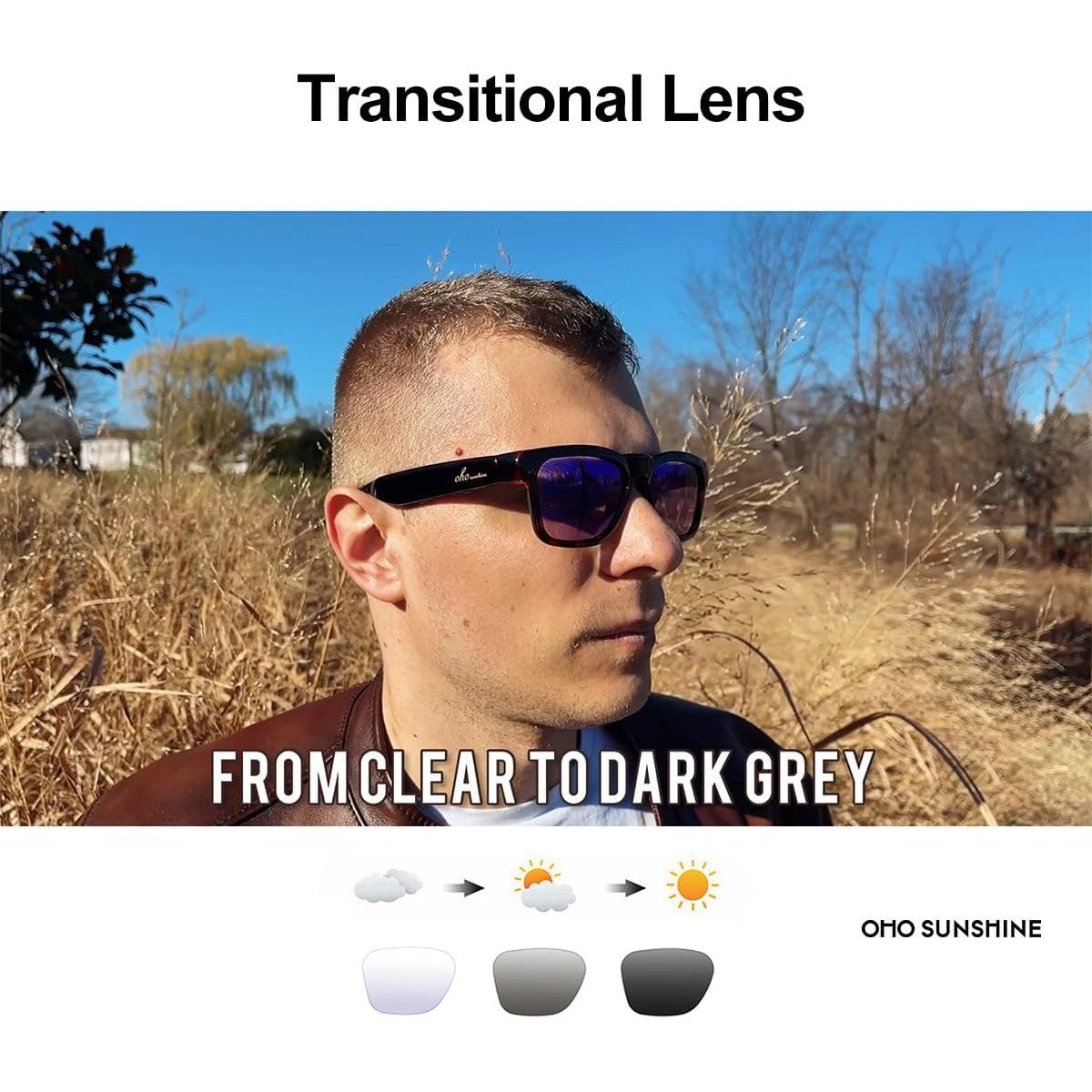 OhO Audio Sunglasses, Voice Control and Open Ear Style Listen Music and Calls with Volumn UP and Down, Bluetooth 5.0 and IP44 Waterproof Feature for Indoor and Outdoor