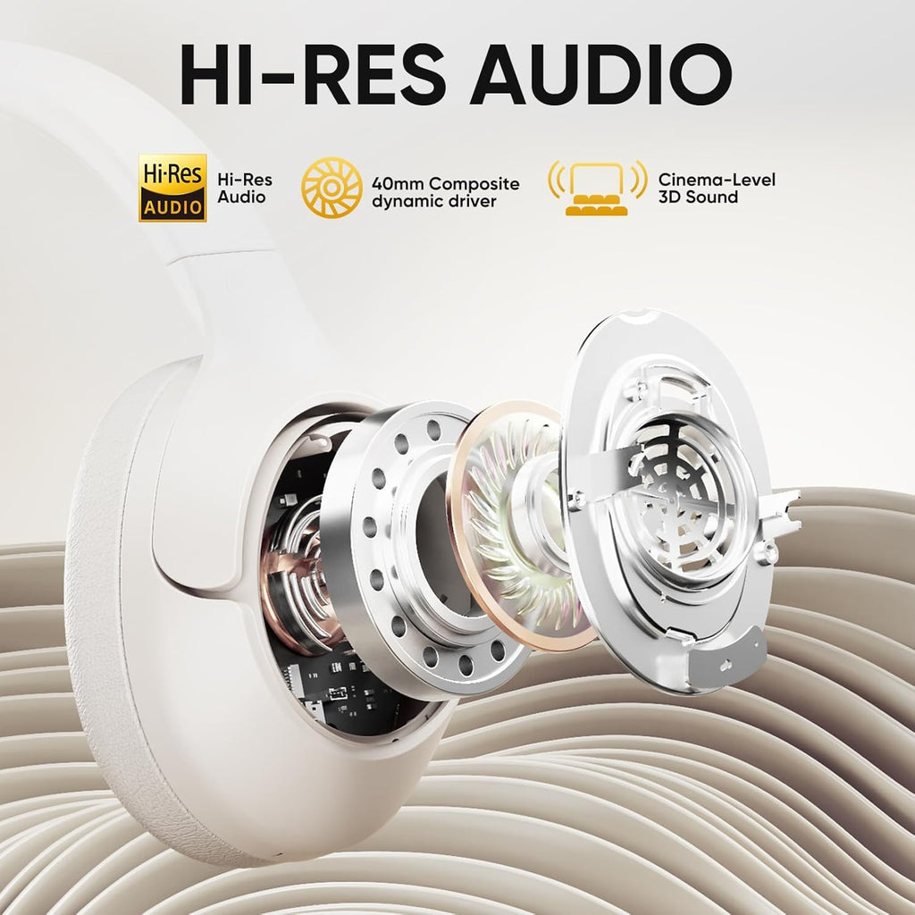 QCY H3 ANC Bluetooth Headphones Active Noise Cancellation, Wireless Over Ear Headphones with Hi-Res Audio, Clear Calls, 60 Hours Playback, MultiPoint Connection, Customisable EQ, Bluetooth 5.4
