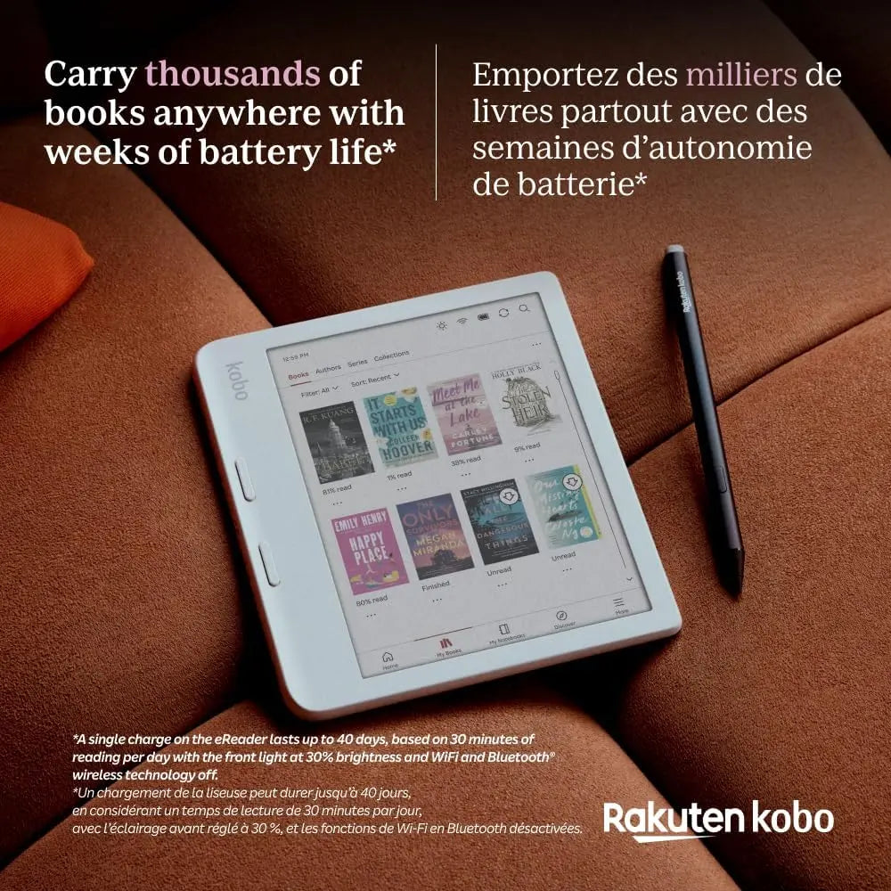 Kobo Libra Colour eReader | 7" E Ink Kaleido™ 3 Display | Adjustable Color Temperature and Brightness | Blue Light Reduction | eBooks and AudioBooks | 32GB Memory | Water Resistant | White
