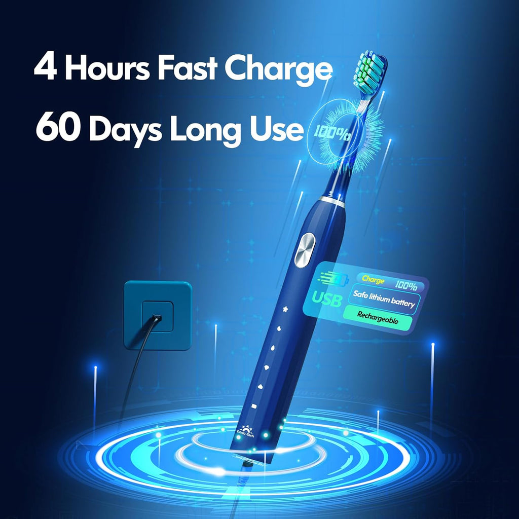 DADA-TECH Electric Toothbrush for Adults and Kids (Blue)