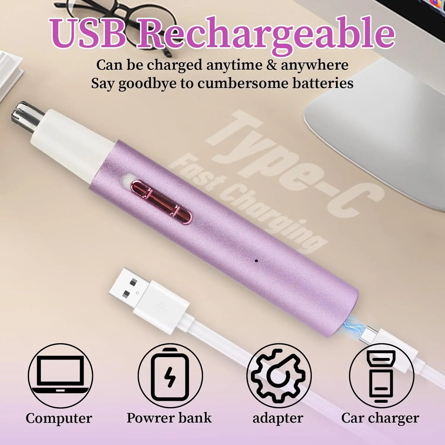 2025 Rechargeable Nose & Ear Hair Trimmer, Dual-Edge Blade Electric Clipper for Women Men, Facial & Eyebrow Hair Removal Tool, Powerful Motor, Painless, Easy to Clean (Multicolor)