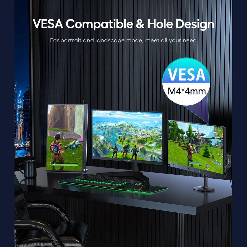 UPERFECT 18.5 Inch 120Hz Portable Screen with Matte IPS Display Full HD 1920 x 1080 USB C Mini HDMI for Laptop PC Switch PS4/5 Xbo Raspb Pi, Metal Case, Mobile Monitor VESA Mount