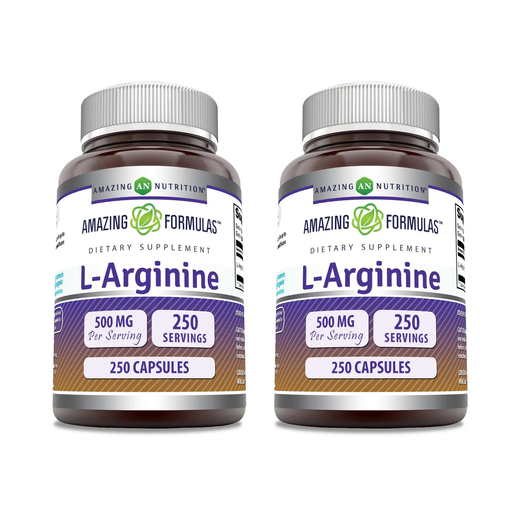 Amazing Formulas L-Arginine Supplement | 500 Mg | 250 Capsules | Amino Acid Supplement for Men & Women | Non-GMO | Gluten Free | Made in USA