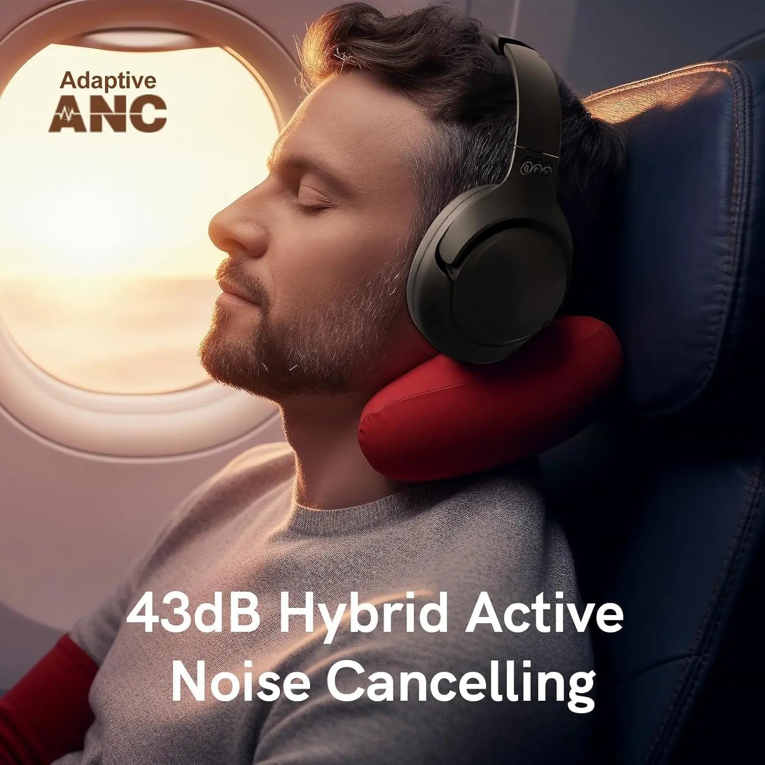 QCY H3 Wireless Bluetooth 5.4 Headphones with Hybrid Active Noise Cancellation, Hi-Res Audio, 60 Hours Playtime, Foldable Over Ear Headphones Compatible with iOS/Android