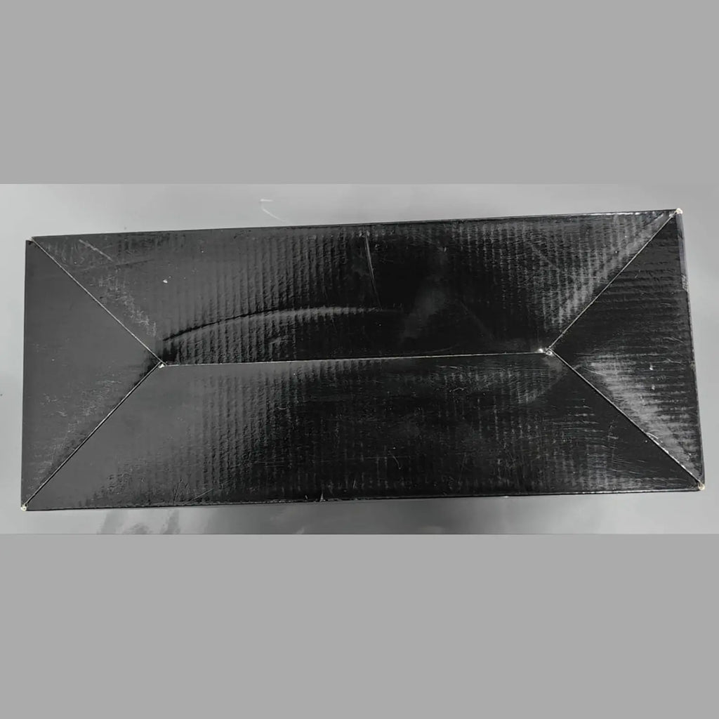 Back view of matte black corrugated cardboard shipping box for AKONE speaker