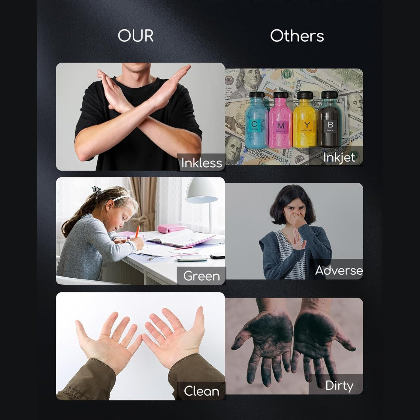 Portable Printers Wireless for Travel, Inkless Thermal Printer, Small Bluetooth Mobile Printer Support 8.5" X 11" Letter & A4 Thermal Paper, Compatible with iPhone Phone Laptop for Home Office Receipt