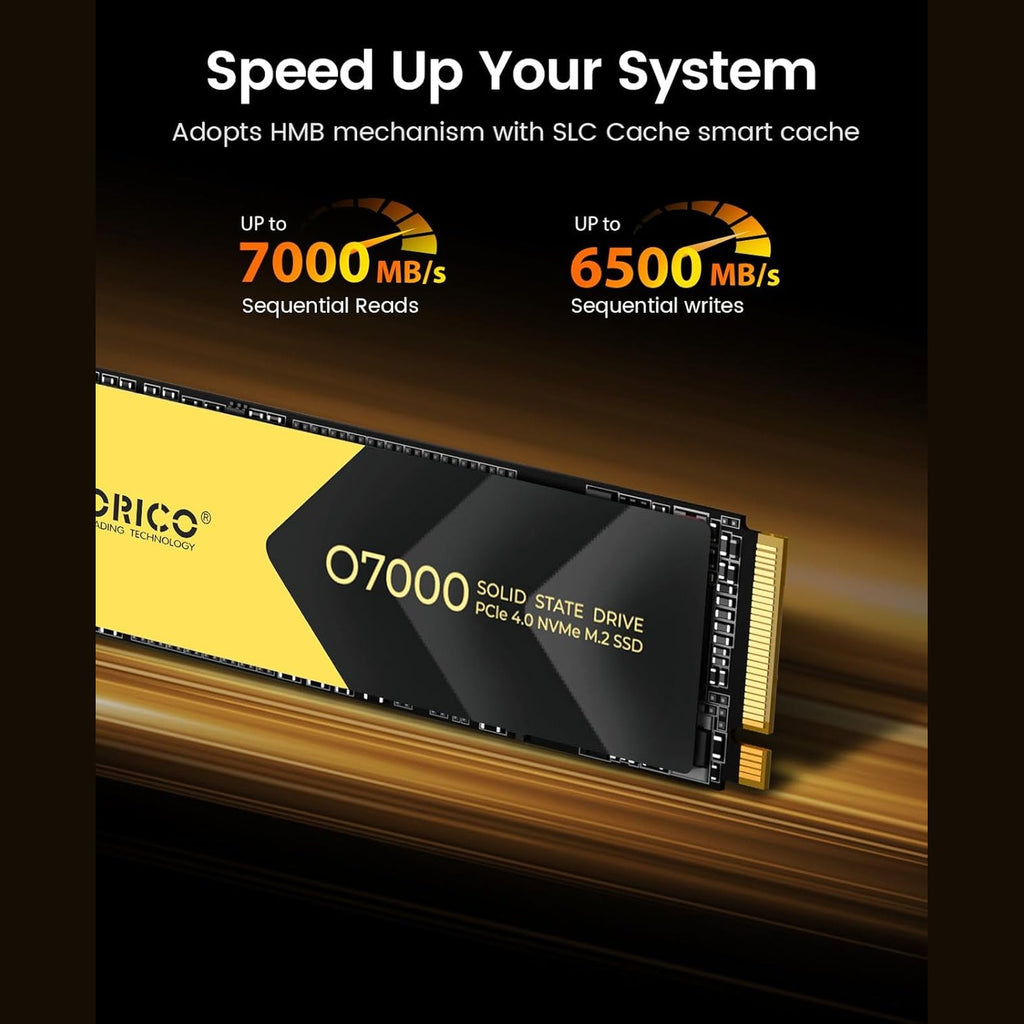 ORICO NVMe SSD PCIe 4.0- Up to 7000MB/s, M.2 SSD 2280 PCIe 4.0X4 Internal Solid State Drive SSD, Fast Heat Dissipation, Compatible with PS5, for Gamers and Creators-O7000 (1TB)