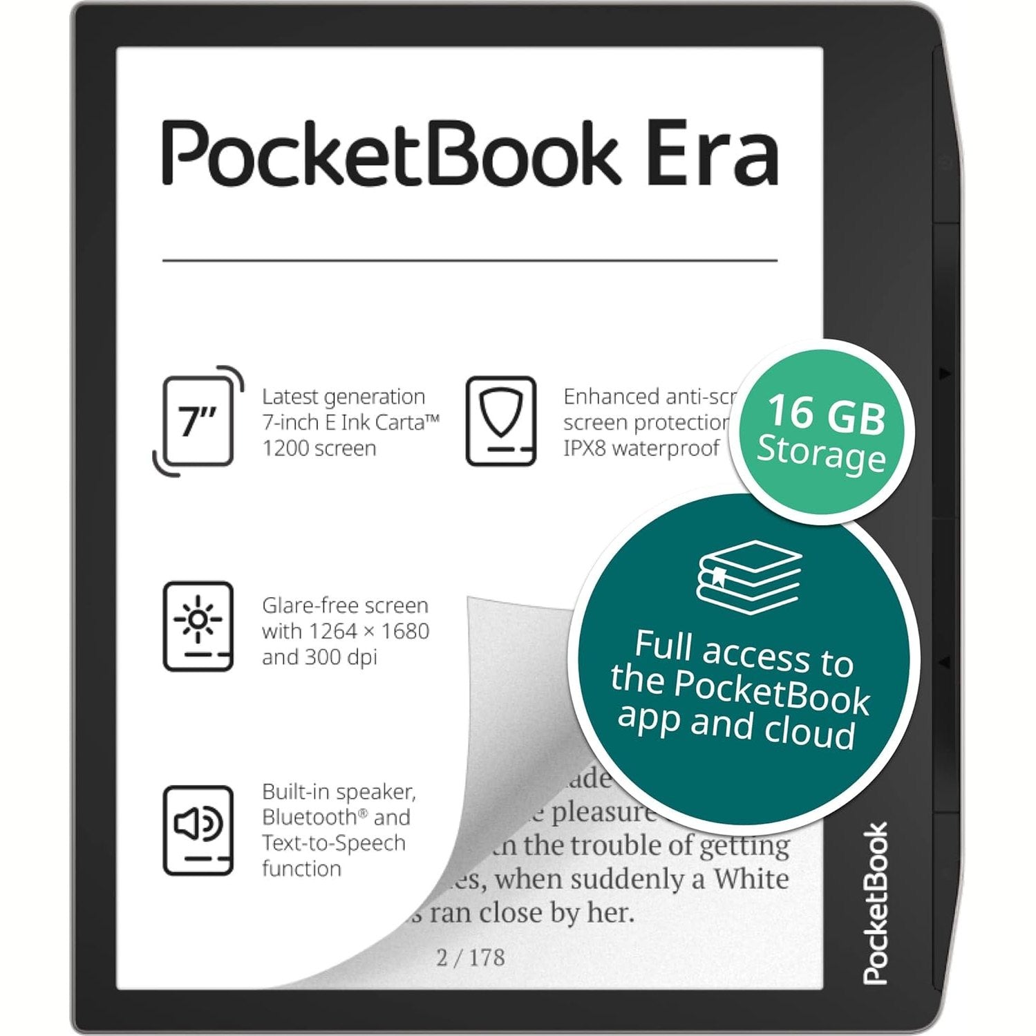 PocketBook 700 Era Silver ebook reader Touchscreen 16 GB Black Silver