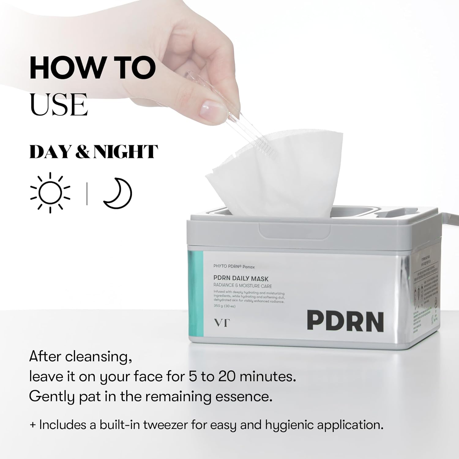 VT COSMETICS PDRN Daily Mask 30 Sheets, Vegan PDRN for Skin Restoration & Radiance, Hydrating & Moisturizing, Anti-Aging, Plumping Effect, Korean Face Mask (350g)