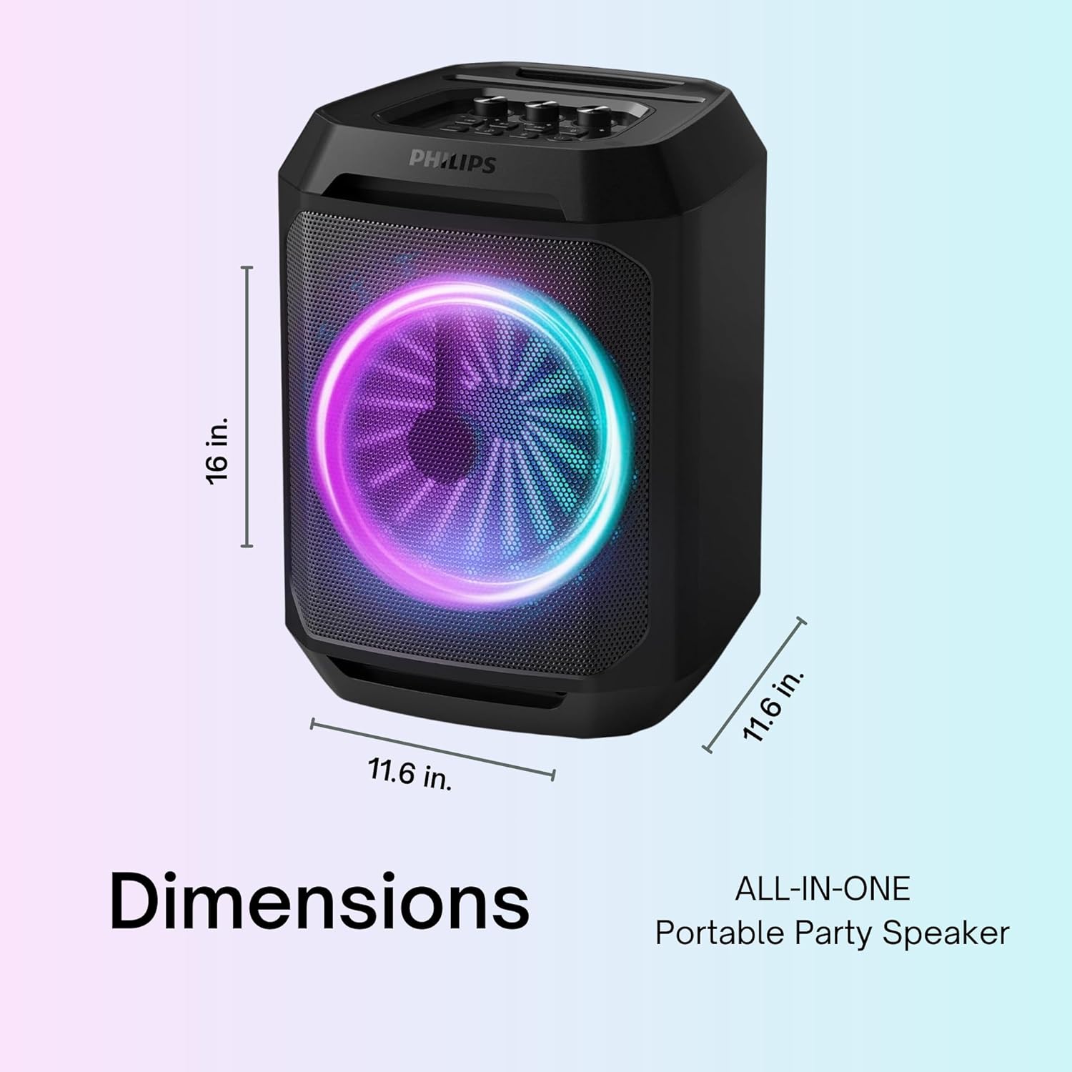 Philips Bluetooth Party Speaker, Dynamic Bass Boost, Bluetooth and Aux-in, Karaoke Microphone Input, Wireless Pairing for Stereo Sound, Up to 7 Hours Battery, Built-in Carry Handle, USB-C TAX2208