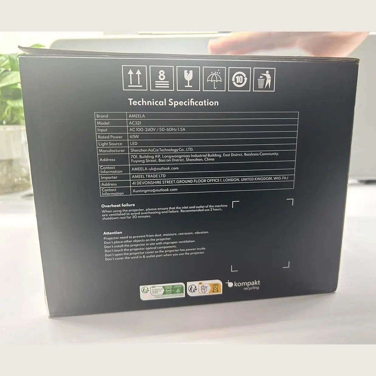 Beamer【Netflix Official and Dolby Audio】 AMEELA 1080P projector with WiFi and Bluetooth, 30000 lumens autofocus/trapezoidal correction, more than 100,000 applications and support 4K projector, video
