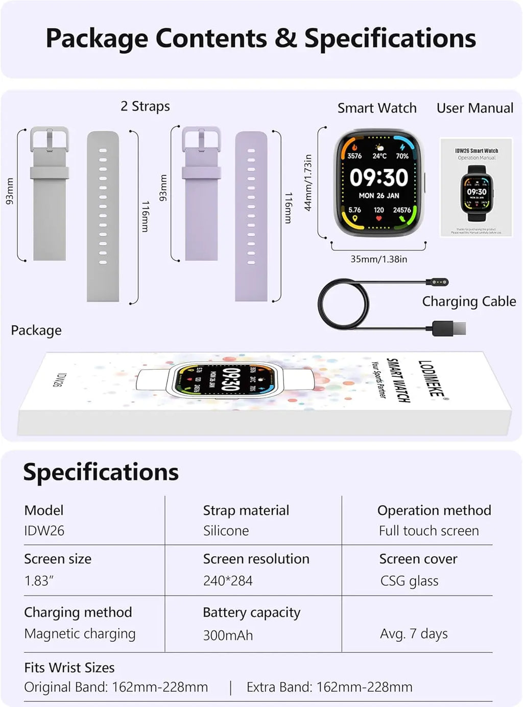 LODIMEKE Smart Watch, Alexa Smartwatch Women Men [2 Bands, 44mm case] Make/Answer Call, HR SpO2 Sleep Stress Monitor Fitness Tracker, IP68 Waterproof Step Counter Watch for Android & iOS Phone