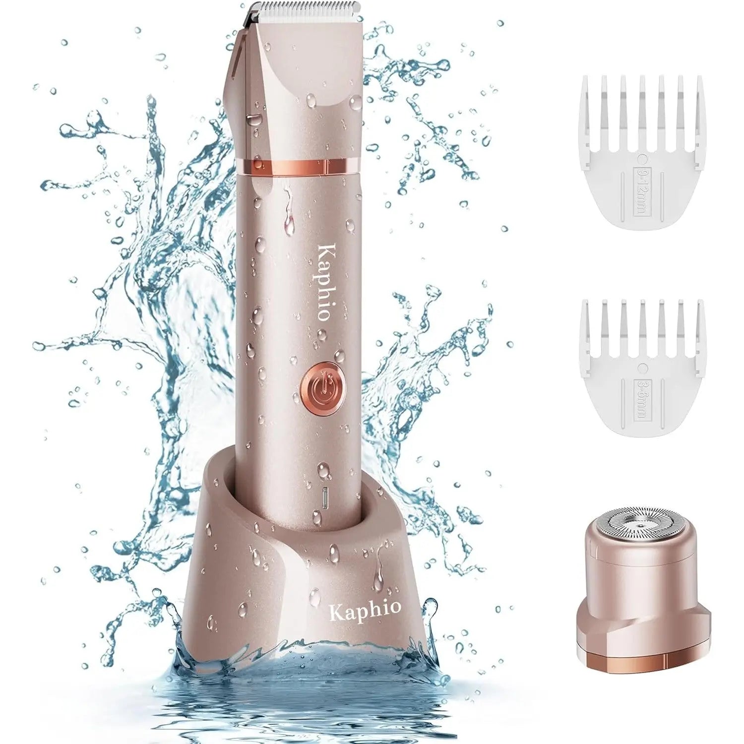 Bikini Trimmer for Women Pubic Hair: 2 in 1 Electric Razors for Women - Rechargeable Electric Shaver - IPX7 Waterproof Bikini Shaver for Travel & Shower Use in Summer (Rose Gold)
