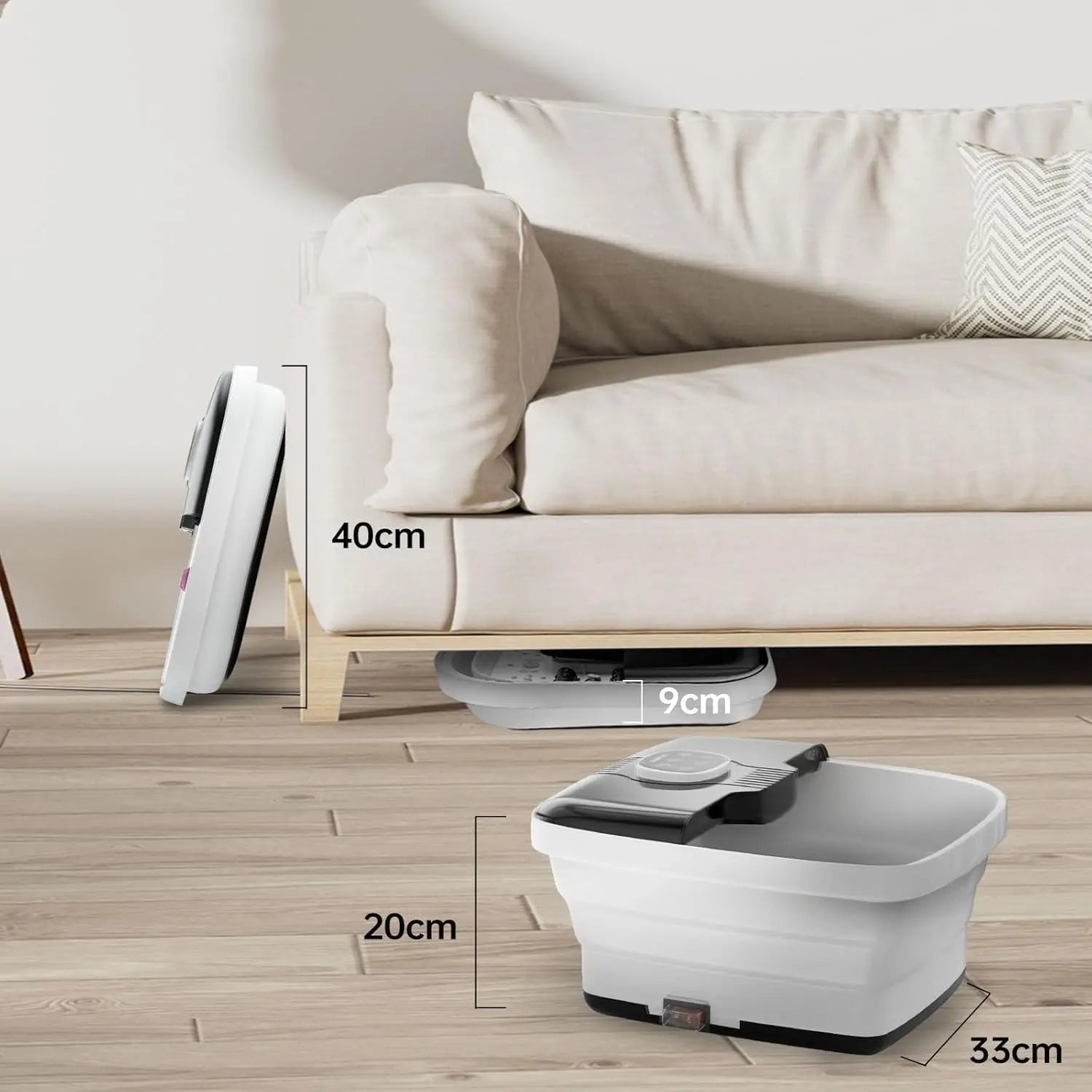 Angju Collapsible Foot Spa with Heat, Remote Temperature Control and Bubble, 6 Massage Rollers, Timer and Pumice Stone, Electric Pedicure Foot Spa Machine for Feet Stress Relief