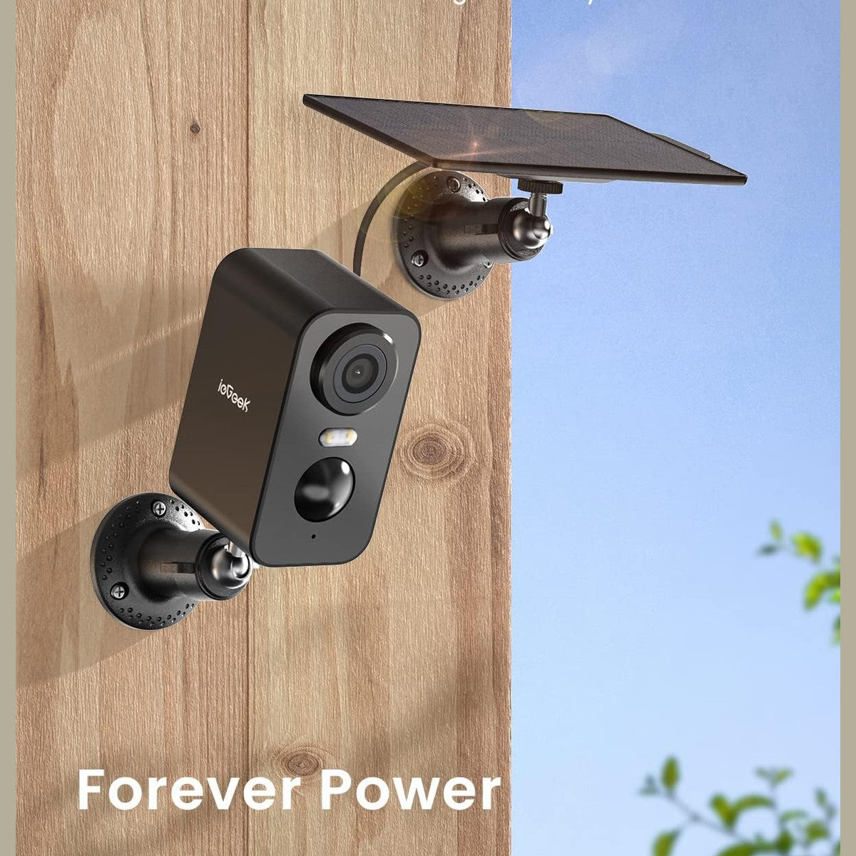 ieGeek Solar Security Cameras Wireless Outdoor with Solar Panel, 2K WiFi Battery Camera for Home Security with Color Night Vision, Motion Detection, 2-Way Talk for Home Surveillance, Works with Alexa