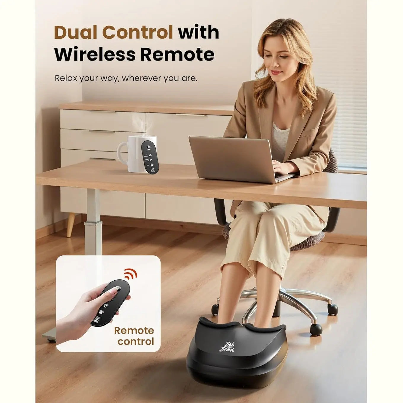 Bob and Brad Lite Foot Massager with Heat, Shiatsu Feet Massager for Plantar Fasciitis and Relieve Pain, Electric Foot Massager Deep Kneading, Compression - Remote Control, Gifts for Valentines