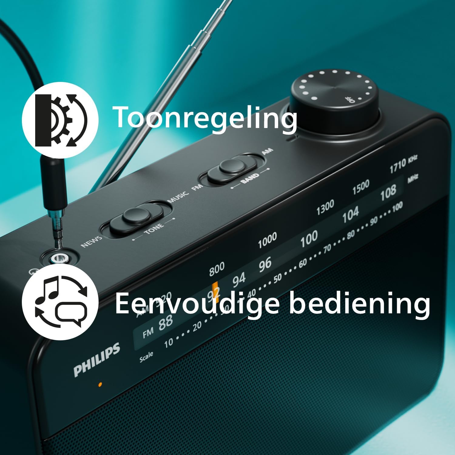 Philips TAR2509 Portable FM/MW Radio, 2024