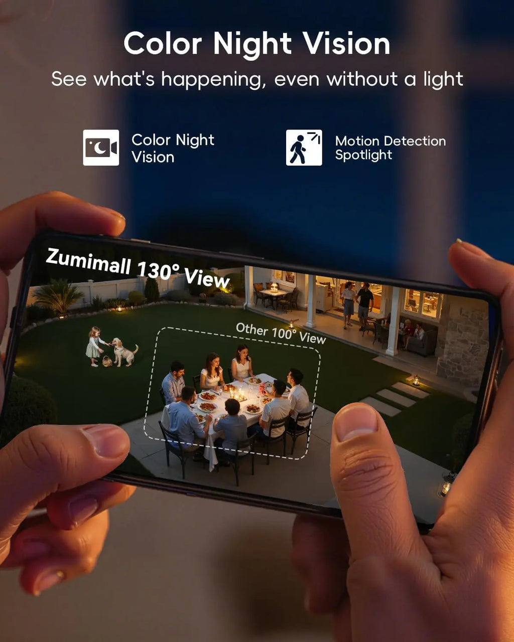 ZUMIMALL Solar Security Cameras Wireless Outdoor, 2K Outdoor Camera Wireless Solar Powered, 2.4G WiFi Battery Camera, 3MP Color Night Vision, Magnetic Mount,Siren,PIR/AI Analyse, IP66, Cloud, Alexa