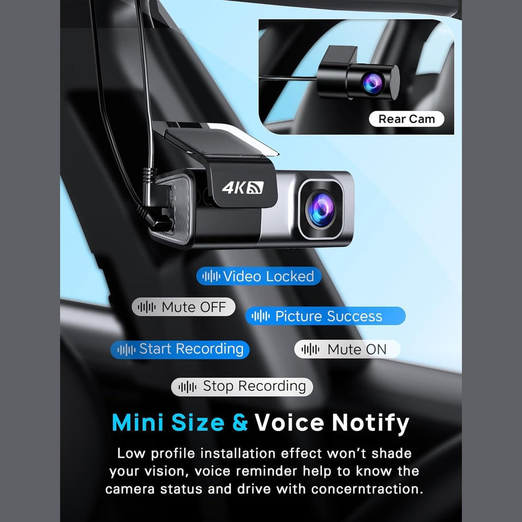 Navycrest 5G WiFi Dash Cam Front and Rear with 64GB Card, Dash Camera for Cars 2.5K/1440p Front and 1080P Rear, Dashcams for Cars Loop Recording, Gravity Sensor, 24Hours Parking Mode, Silver