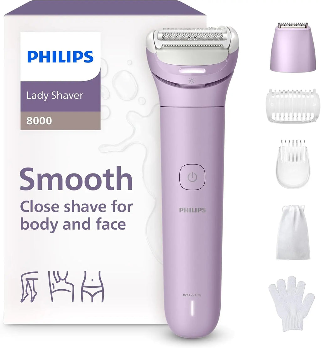 Philips Lady Electric Shaver Series 8000 with Flex Head for Women, Cordless, Wet & Dry with 5 Accessories (BRL149/00)