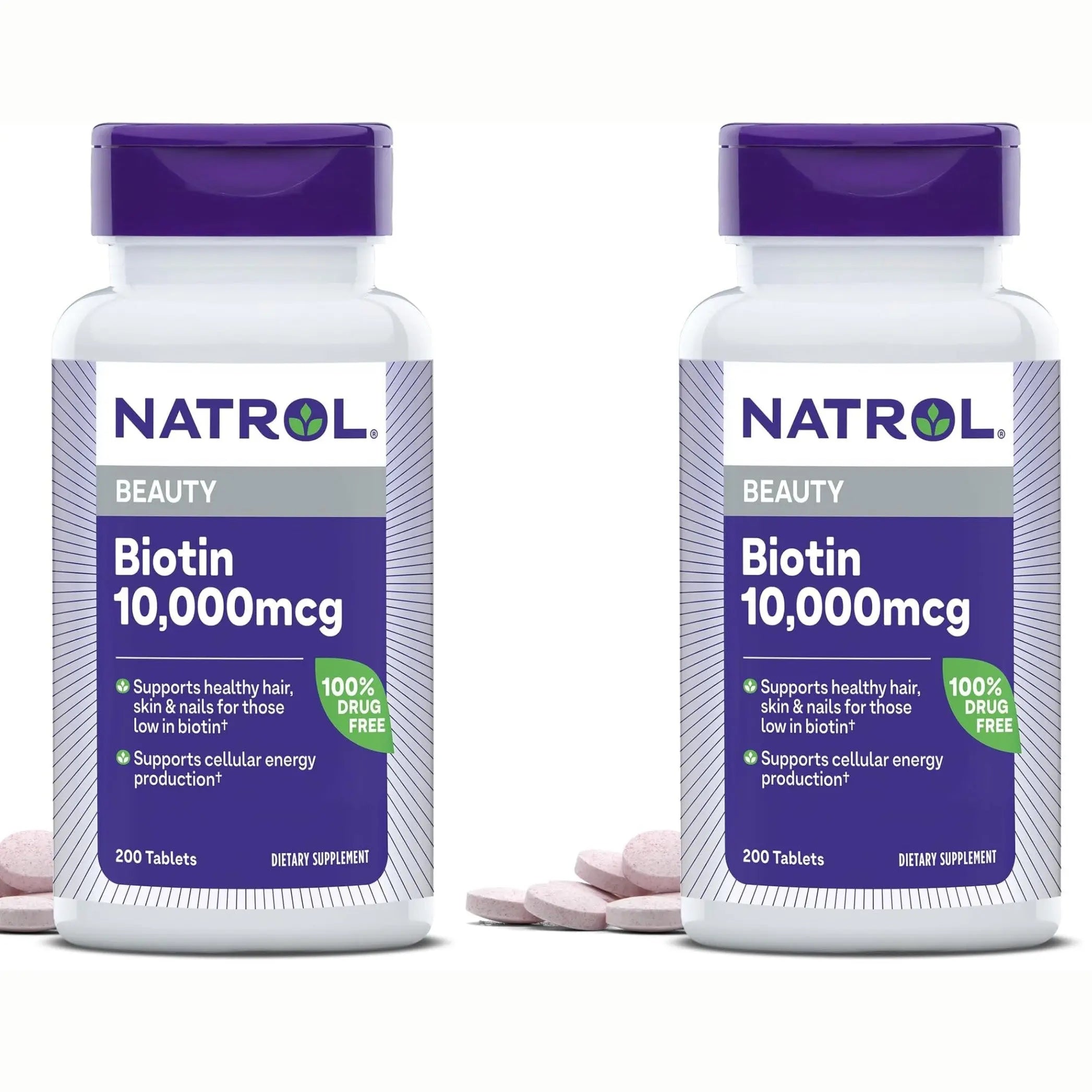 Natrol Beauty Biotin 10,000mcg Vitamins for Beauty, 100 Tablets, 100 Day Supply