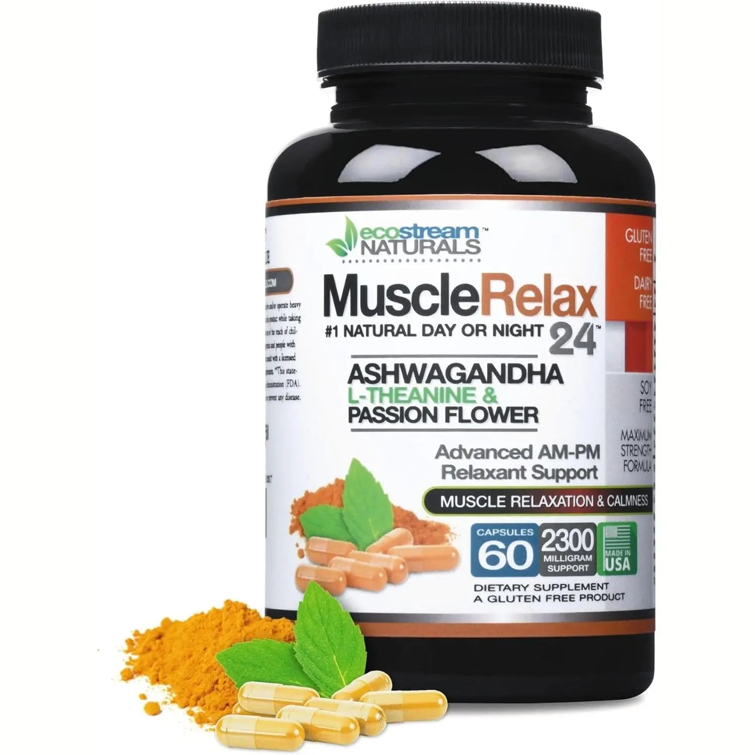 Relaxant - Muscle Relax 24/7 - Large 2,300 Milligram Day/Night Use Capsules Maximum Strength Support - with Valerian, Passion Flower, Magnesium