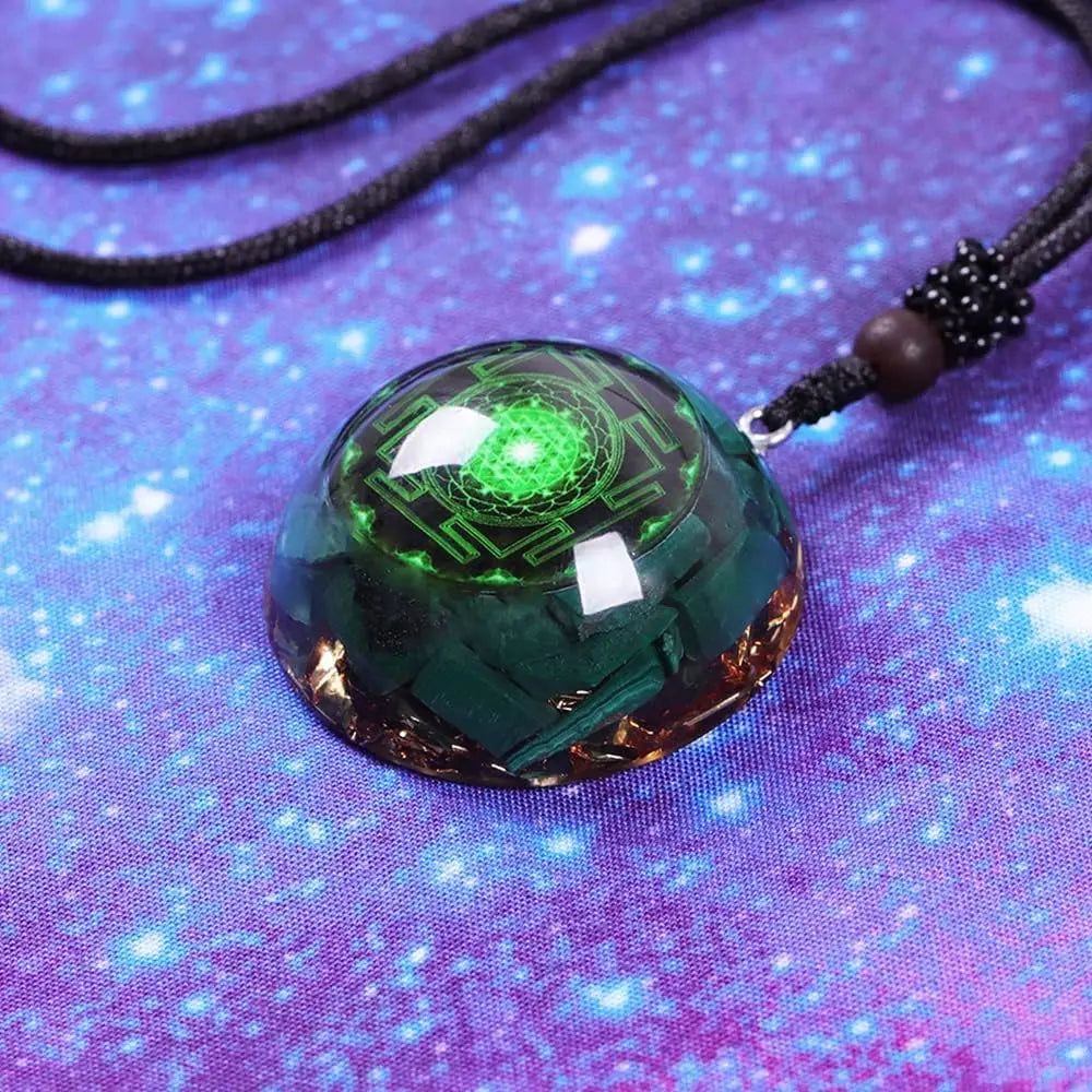 Day Day Up Orgonite Pendant Malachite Green Crystal Orgone Pendant Necklace Reiki Spiritual Healing Energy Jewelry For Women